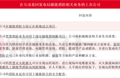 储能消防安全政策利好频传！受益上市公司梳理