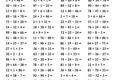 100以内的加减法(100以内的加减法口算题)
